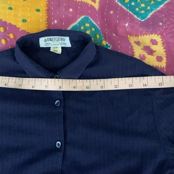 Vintage Jaeger navy blue semi-sheer cotton blouse - Picture 5 of 11
